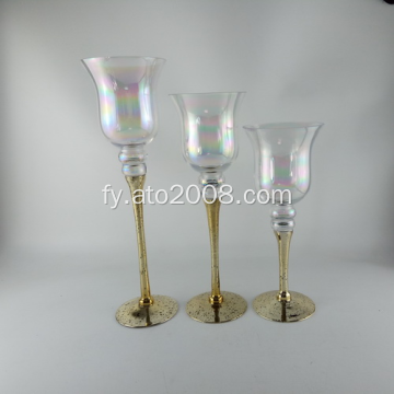 Gold Glass Candle Holde Set fan 3
